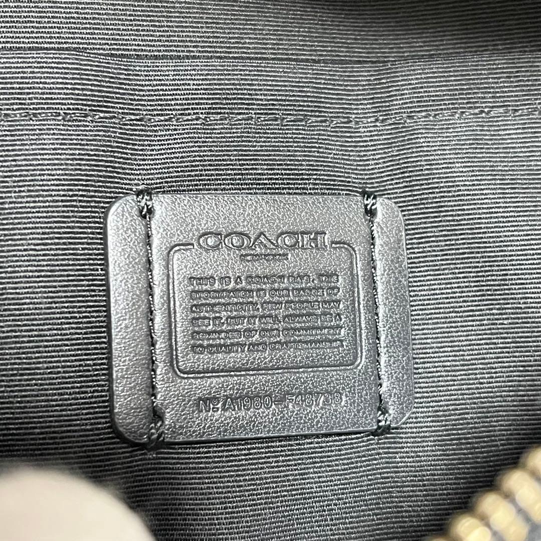 【極美品】コーチ　ボディバッグ　ウエストポーチ　レザー　本革　黒　ゴールド金具