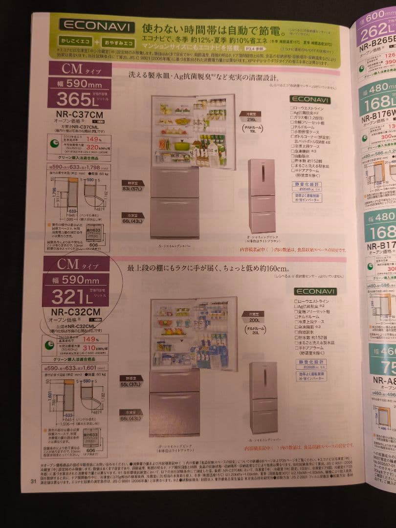 Panasonic NR-C32CML-S 2014年製 左開き