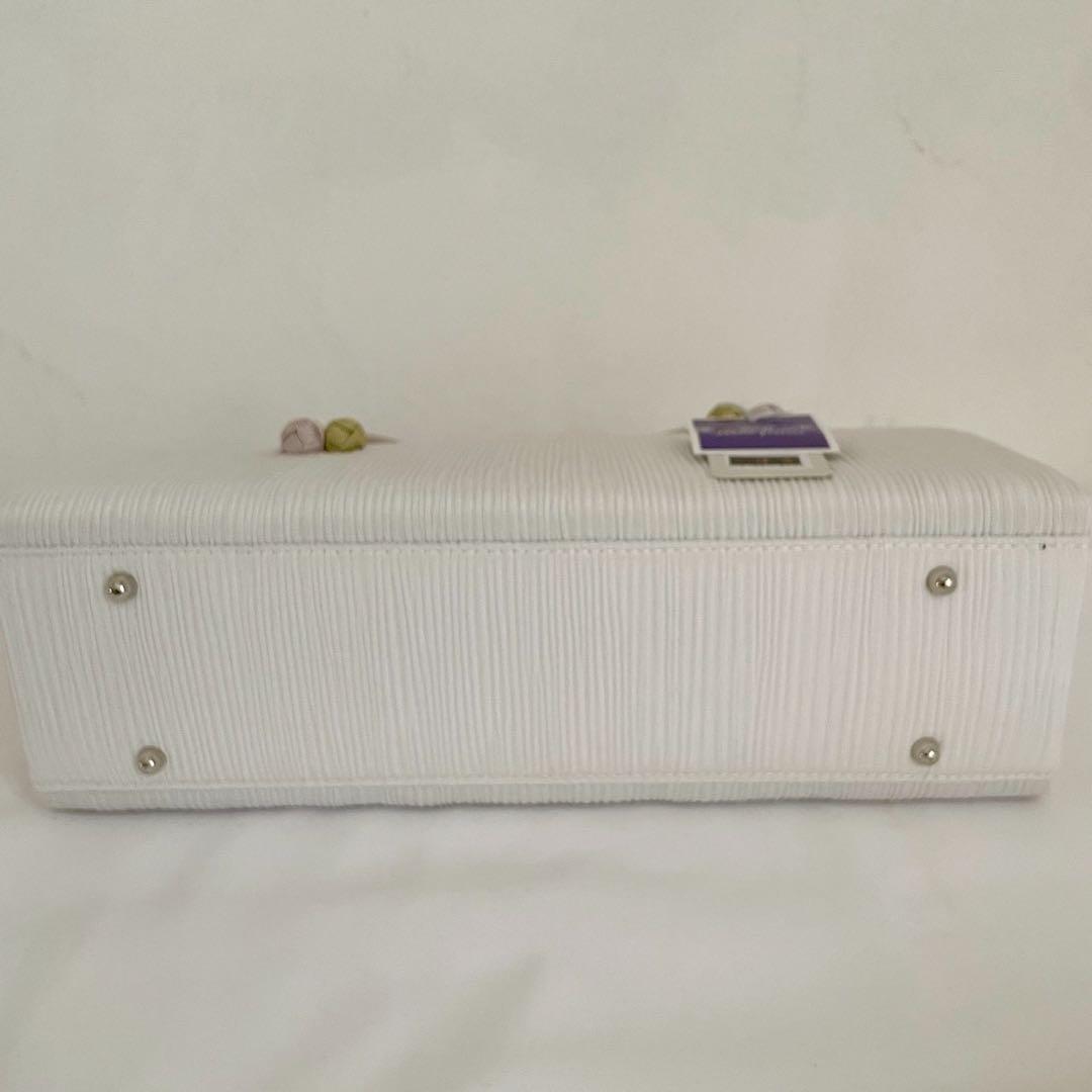 和装バッグ　横長　利休　バッグ　小田巻　白　正絹　日本製