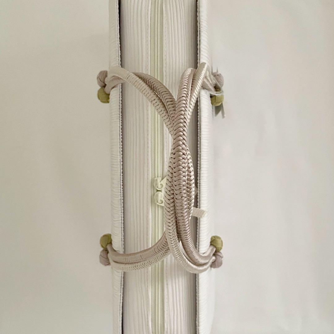 和装バッグ　横長　利休　バッグ　小田巻　白　正絹　日本製