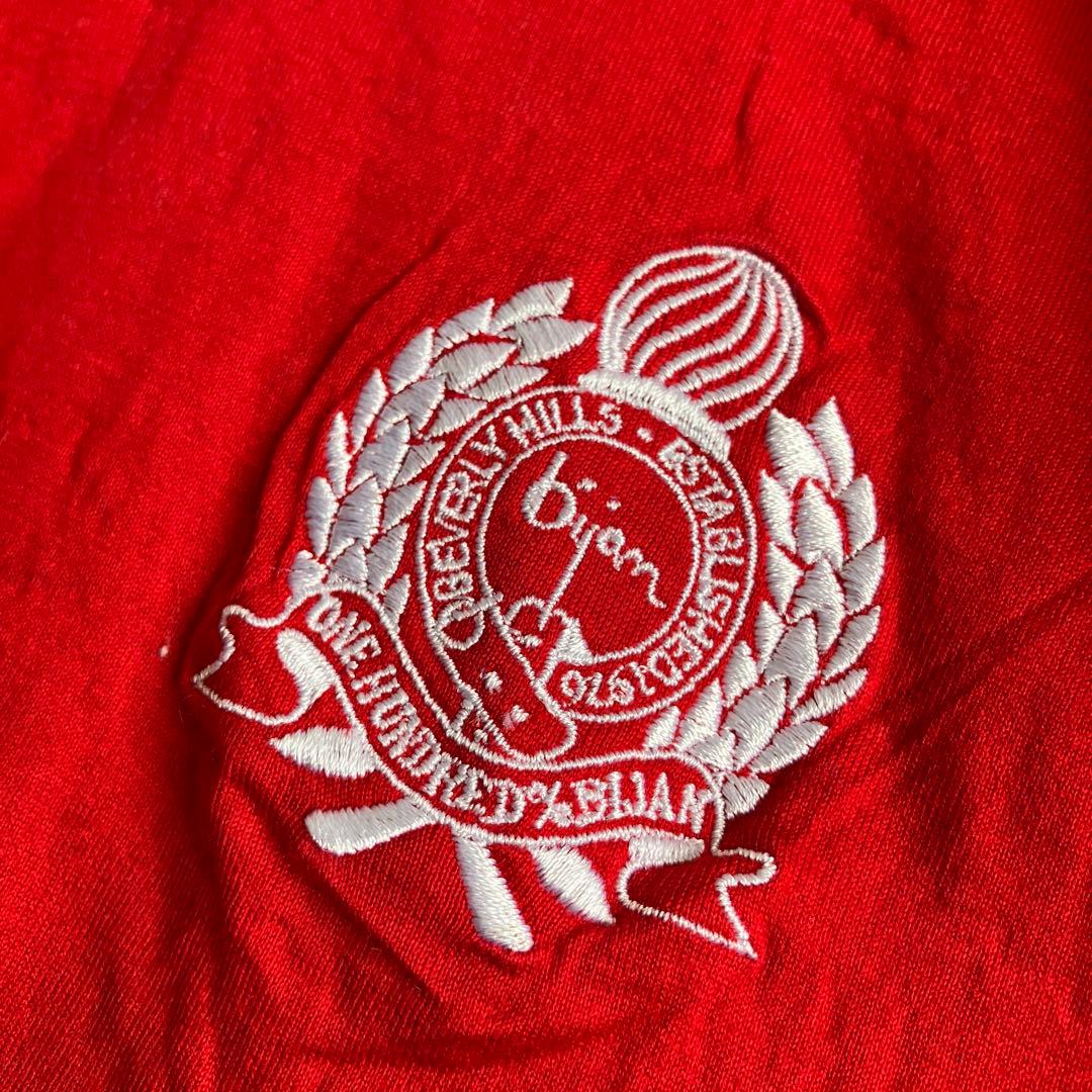 bijan ビジャン 刺繍ロンT イタリア製 コットン100% レッド L相当