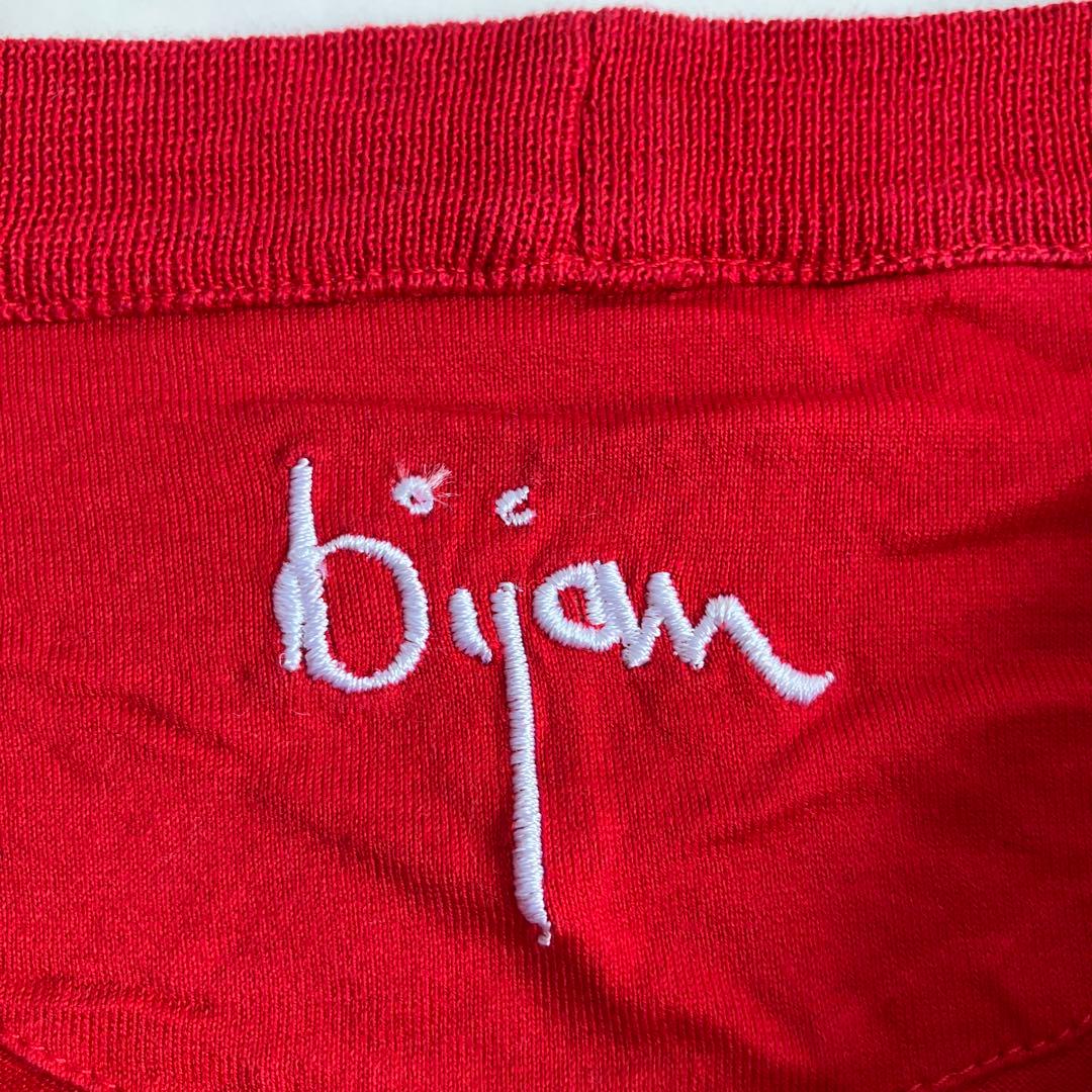 bijan ビジャン 刺繍ロンT イタリア製 コットン100% レッド L相当