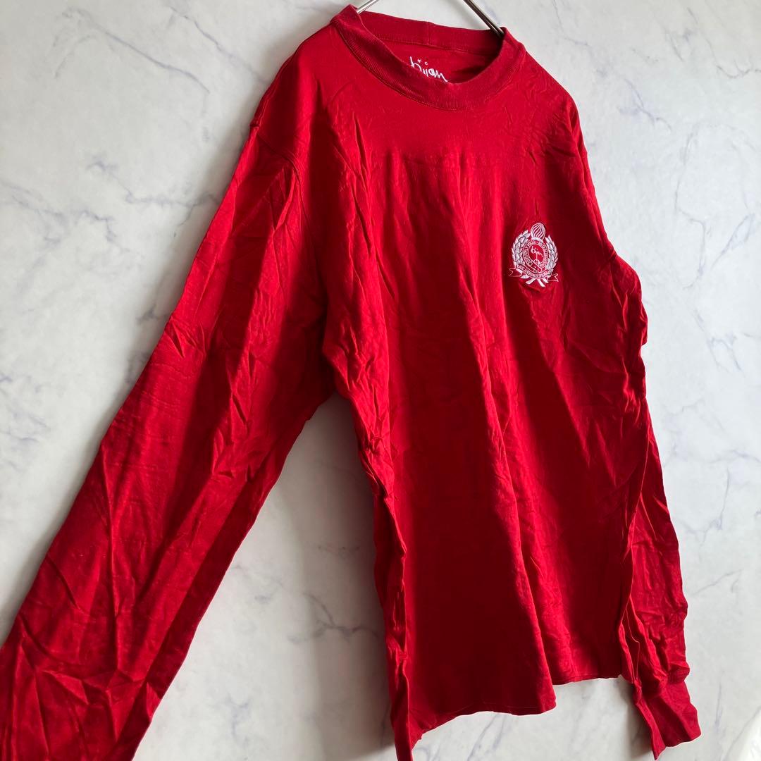 bijan ビジャン 刺繍ロンT イタリア製 コットン100% レッド L相当