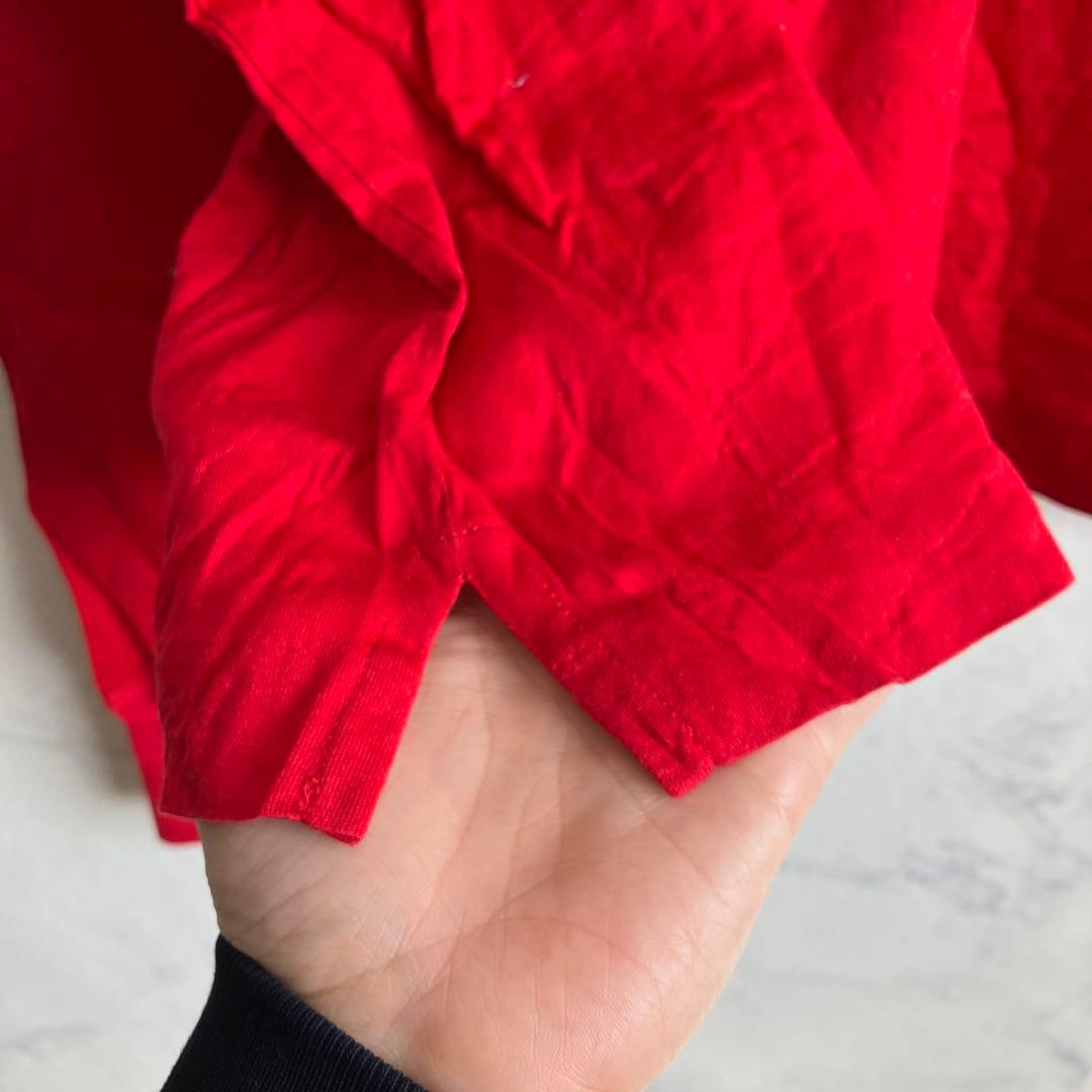 bijan ビジャン 刺繍ロンT イタリア製 コットン100% レッド L相当