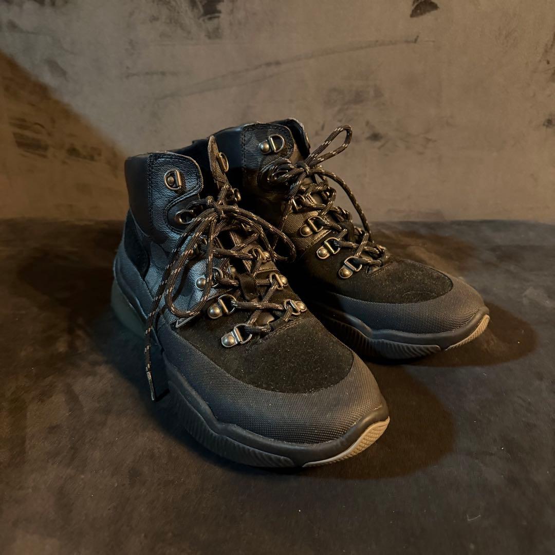 coachハイカットブラックシグネチャーレザースニーカー41約26.5cmブーツ