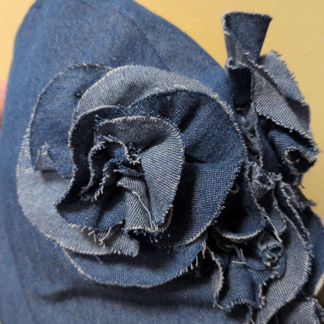 デニム共花ベレー ブルー アジャスター付き