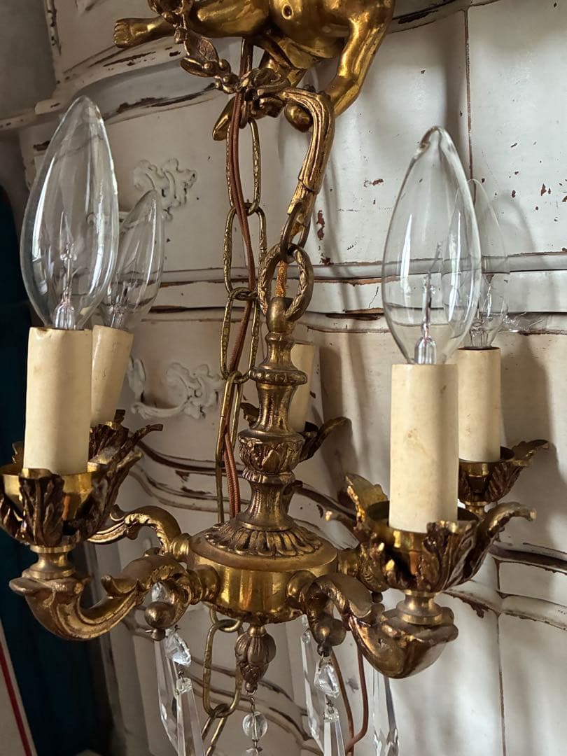 サム＆リサです　シャンデリア　吊り下げ　天井　エンジェル　真鍮　ランプ