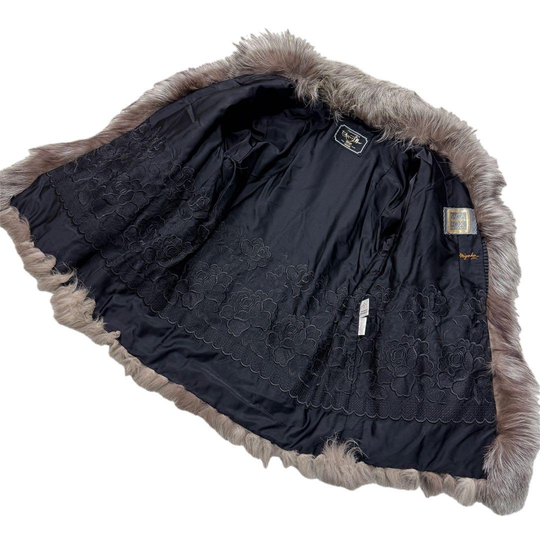 シルバーフォックス　サガフォックス　リアルファーコート　XLサイズ相当　さらさら