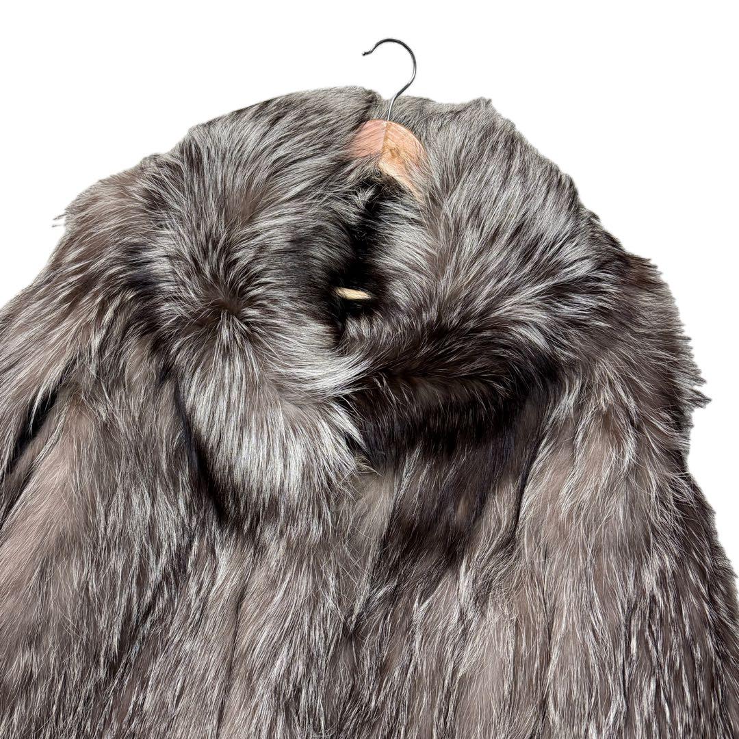 シルバーフォックス　サガフォックス　リアルファーコート　XLサイズ相当　さらさら