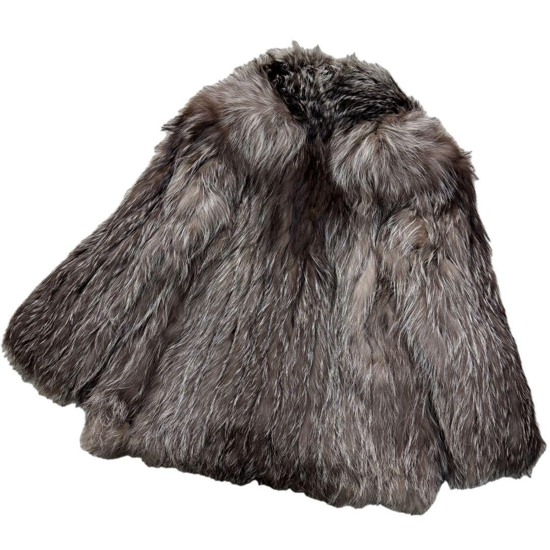 シルバーフォックス　サガフォックス　リアルファーコート　XLサイズ相当　さらさら