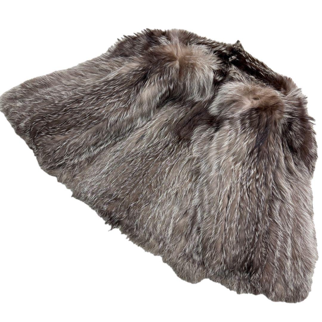 シルバーフォックス　サガフォックス　リアルファーコート　XLサイズ相当　さらさら