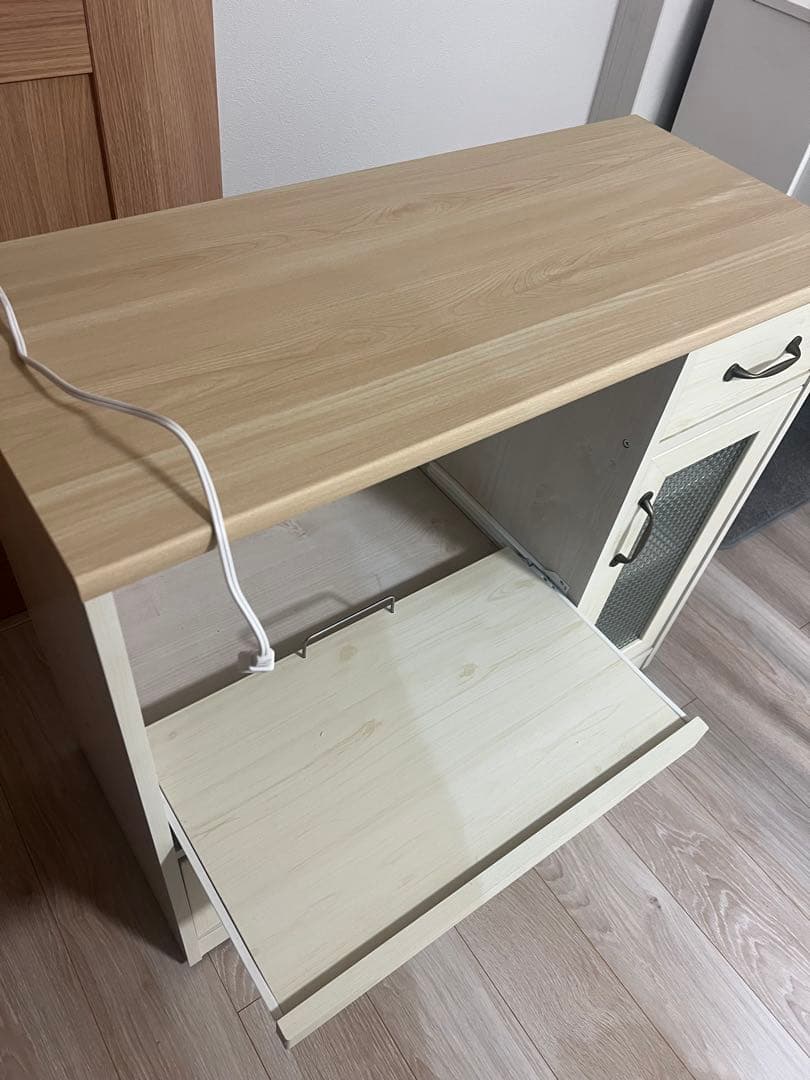 ホワイト木製レンジボード 引き出し付き