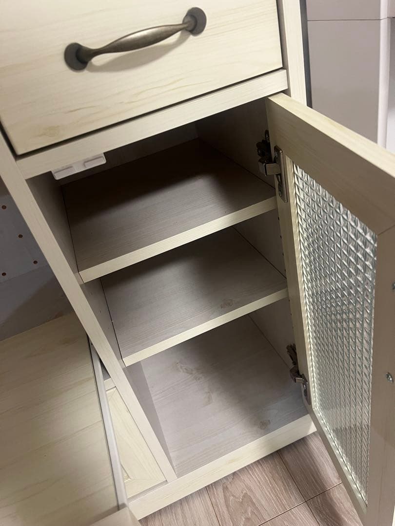 ホワイト木製レンジボード 引き出し付き