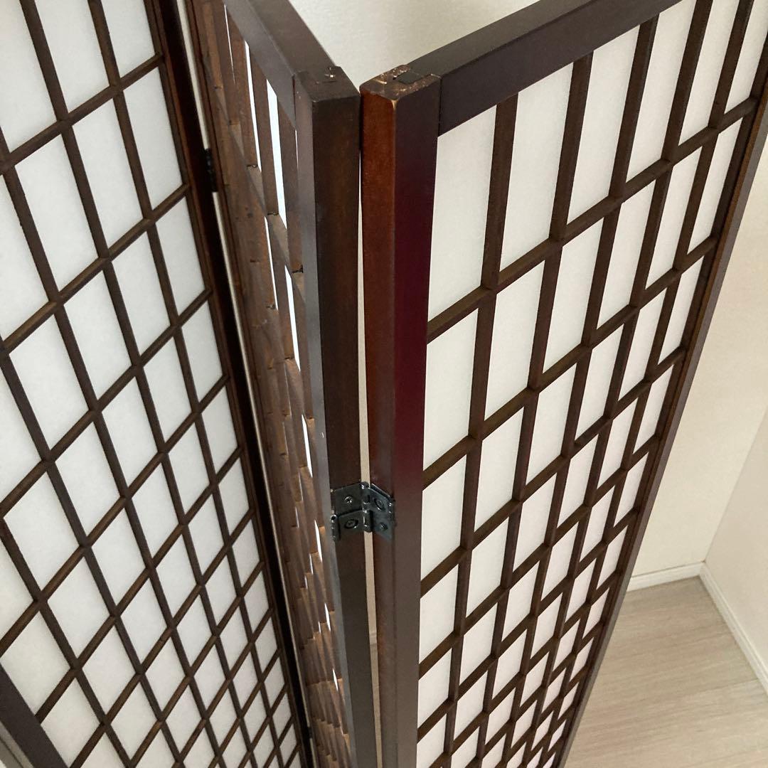 パーテーション　木製　6連　格子模様　昭和レトロ　和風