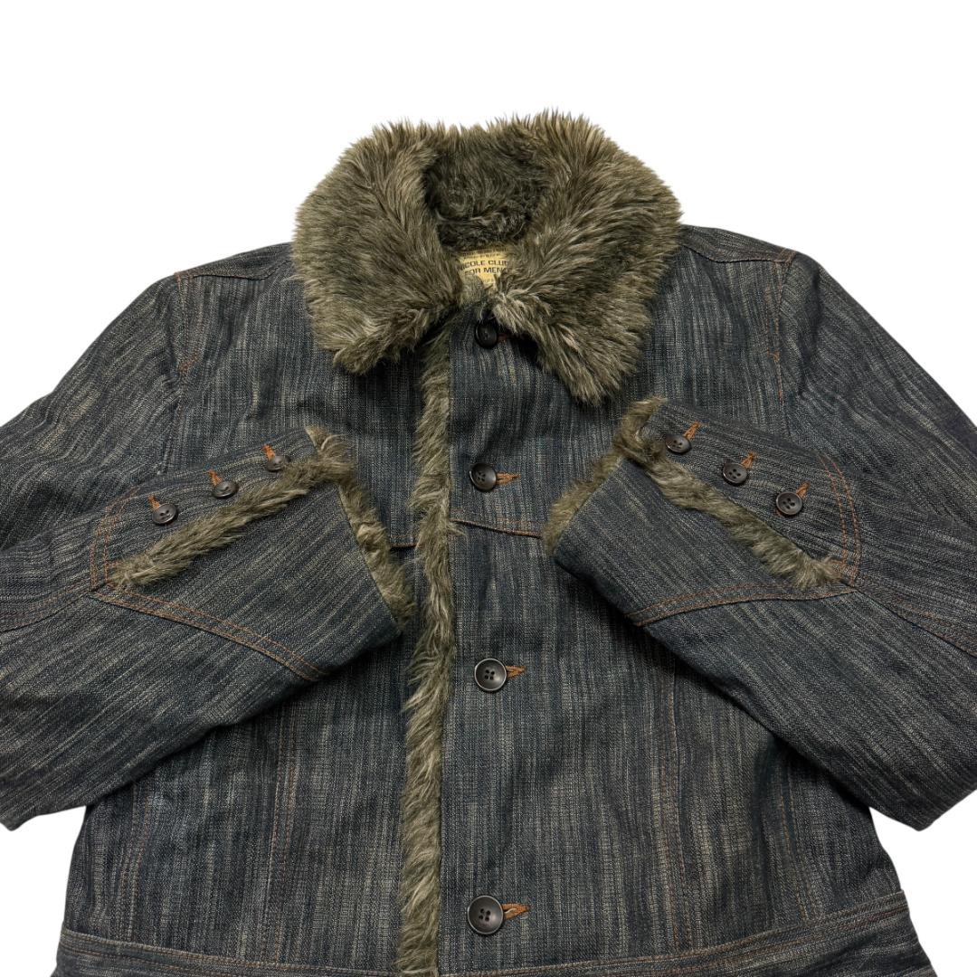 3720 極美品 ニコルクラブフォーメン デニムジャケット ファー裏地 Lサイズ