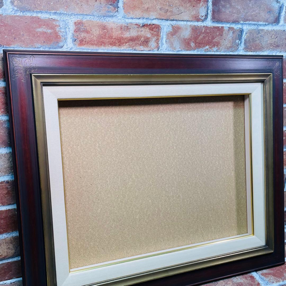 額縁【セピア色】未使用 F6サイズ キャンバス用 ガラス付
