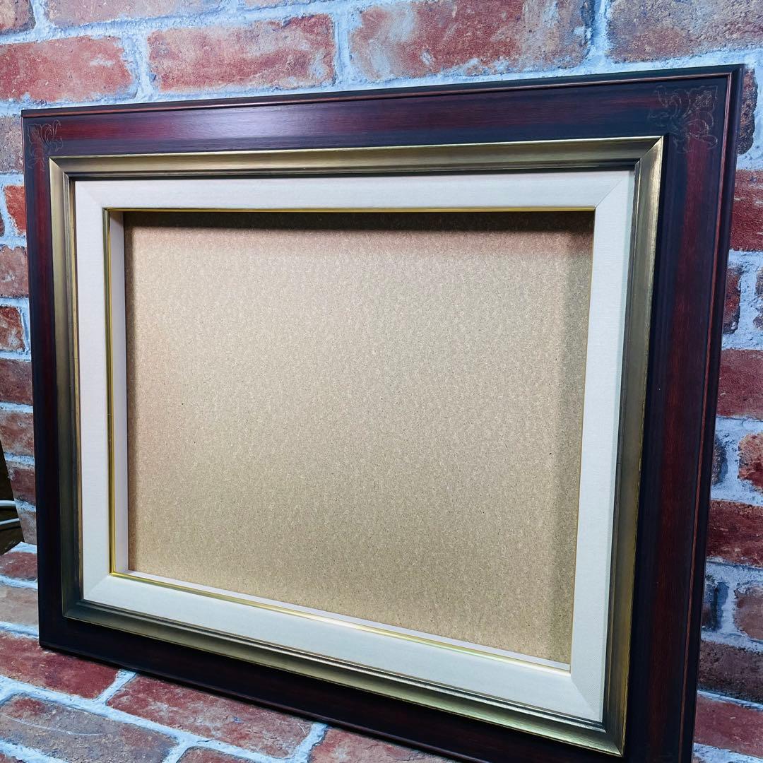 額縁【セピア色】未使用 F6サイズ キャンバス用 ガラス付