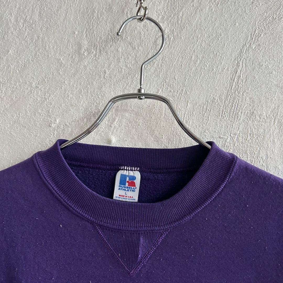 80S USA製 RUSSELL ATHLETIC プリントスウェット パープル