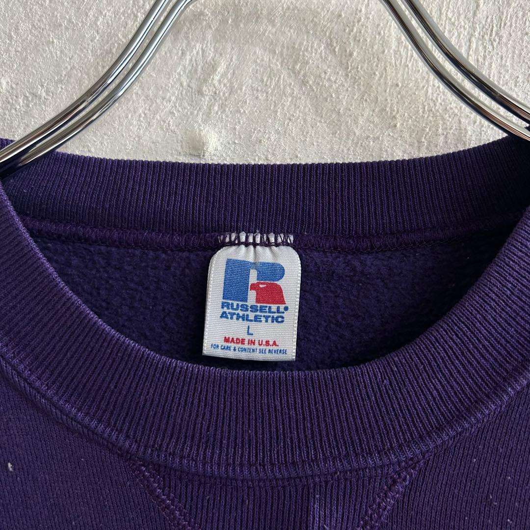 80S USA製 RUSSELL ATHLETIC プリントスウェット パープル