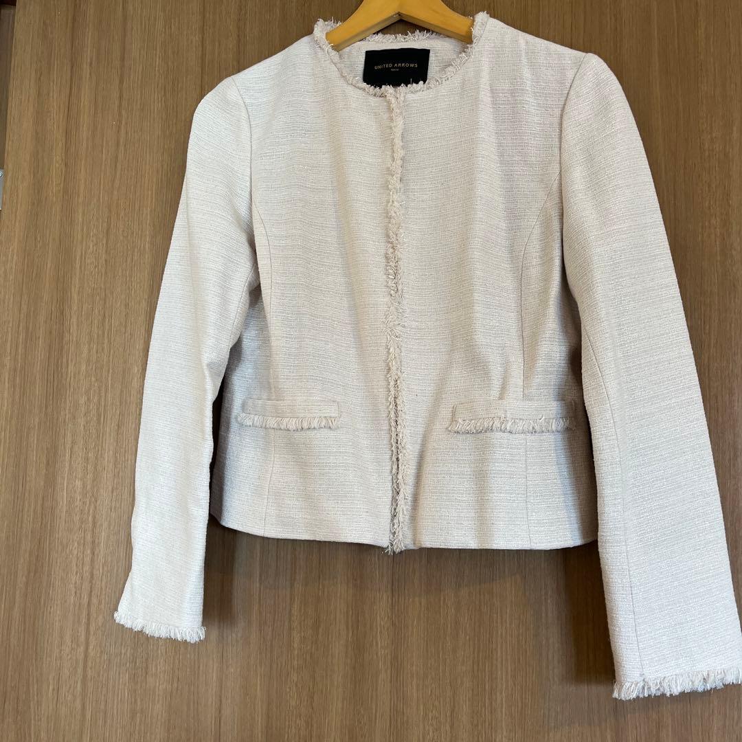 UNITED ARROWS ラメツイードノーカラージャケットセット