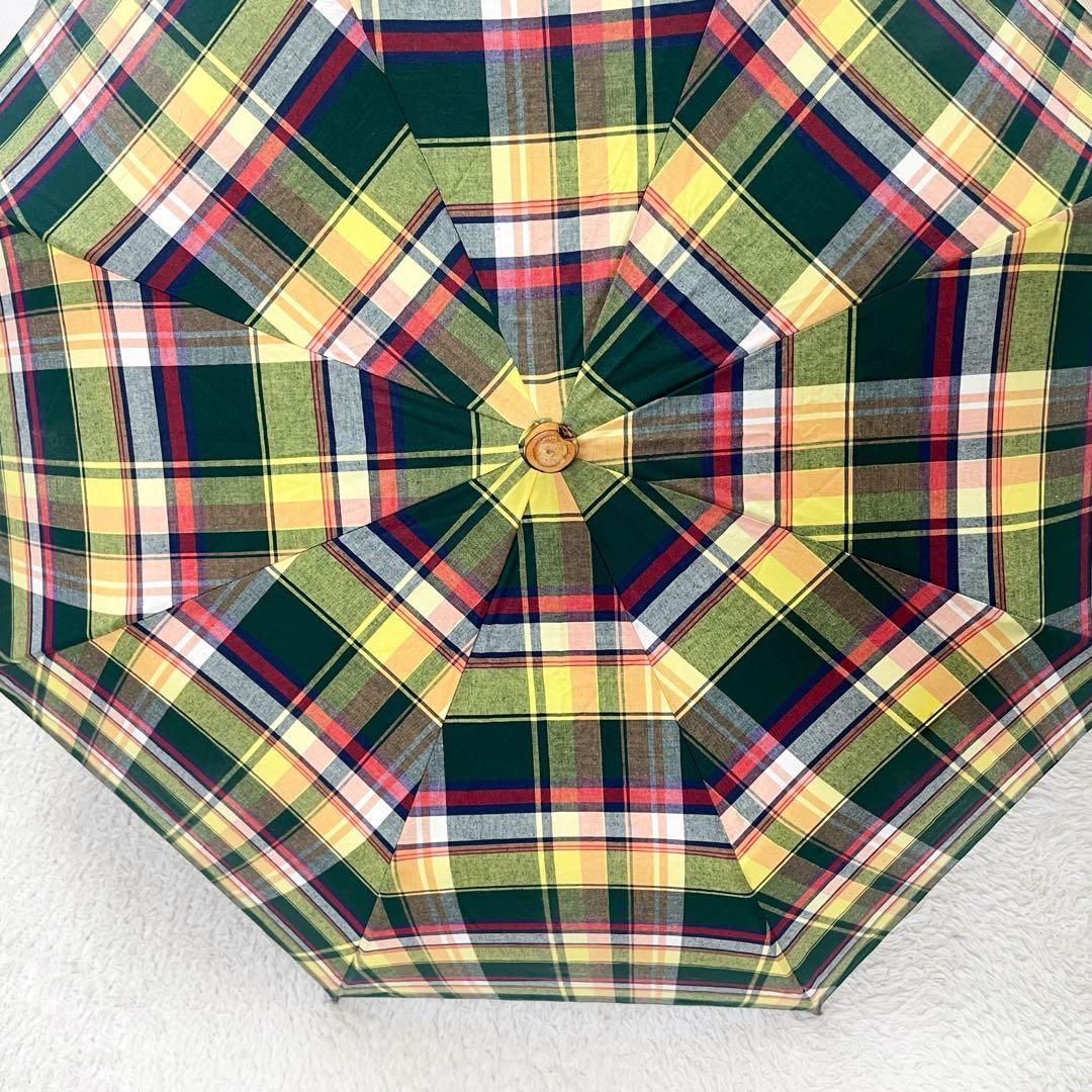 人気　トラディショナルウェザーウェア　マドラスチェック　折り畳み傘　バンブー