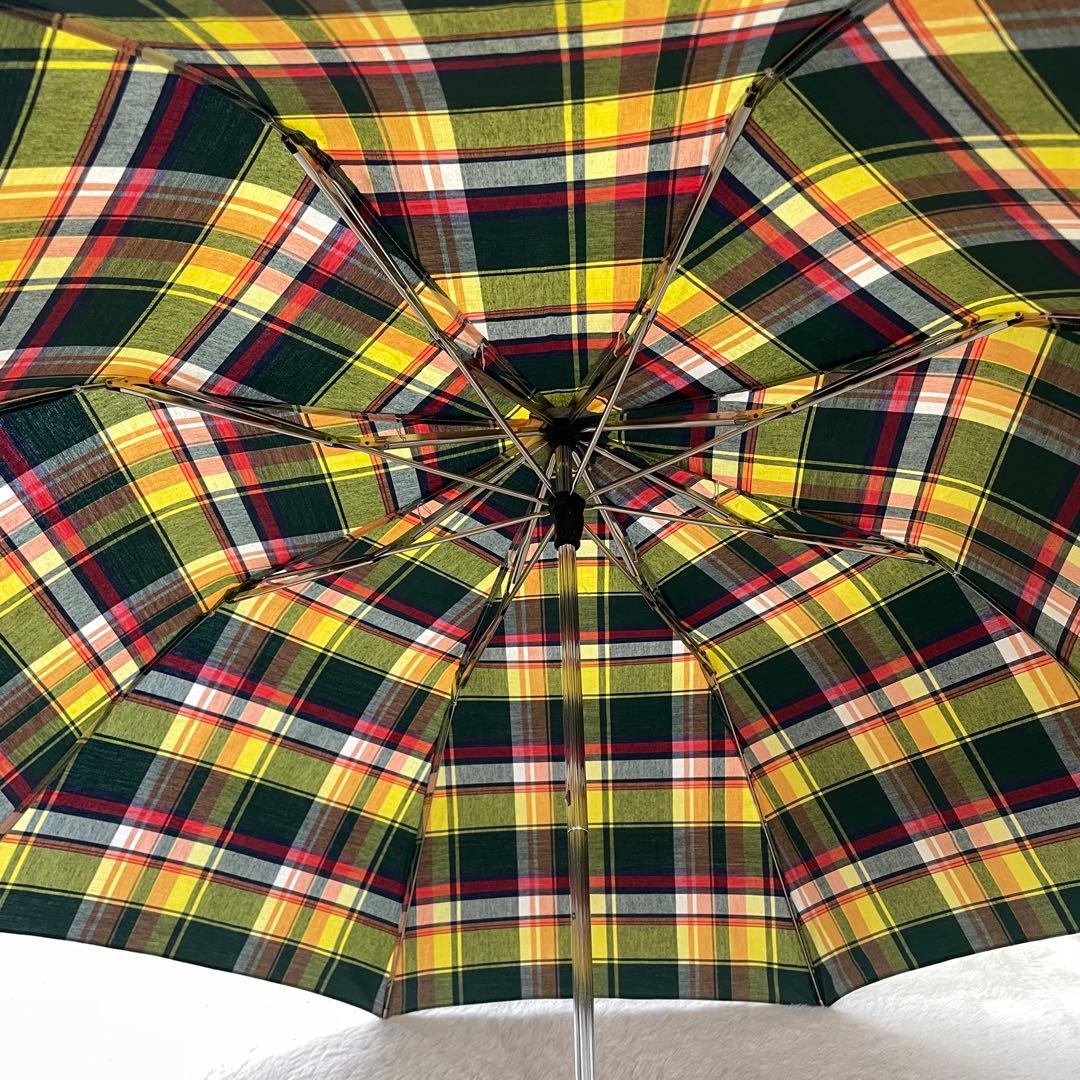 人気　トラディショナルウェザーウェア　マドラスチェック　折り畳み傘　バンブー