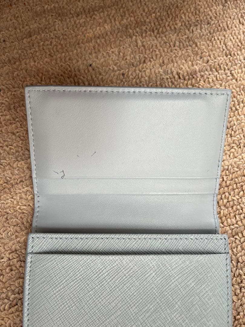 PRADAプラダ カードケース 名刺入れ トライアングルロゴ ライトブルー