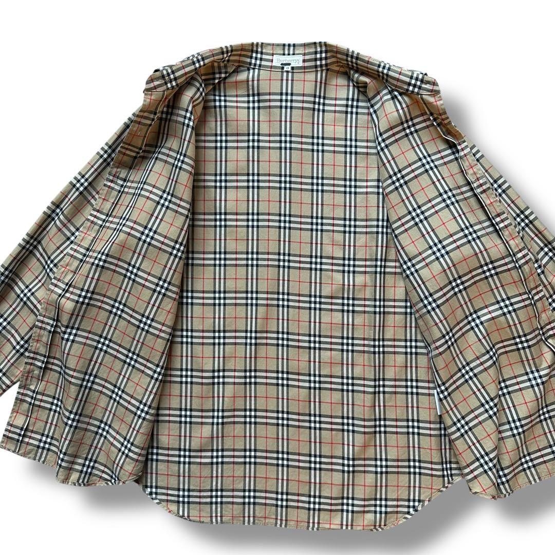 極美品 XL相当 バーバリーズ ノバチェック 刺繍ロゴ 長袖シャツ レディース