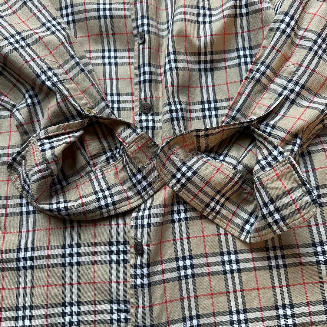極美品 XL相当 バーバリーズ ノバチェック 刺繍ロゴ 長袖シャツ レディース
