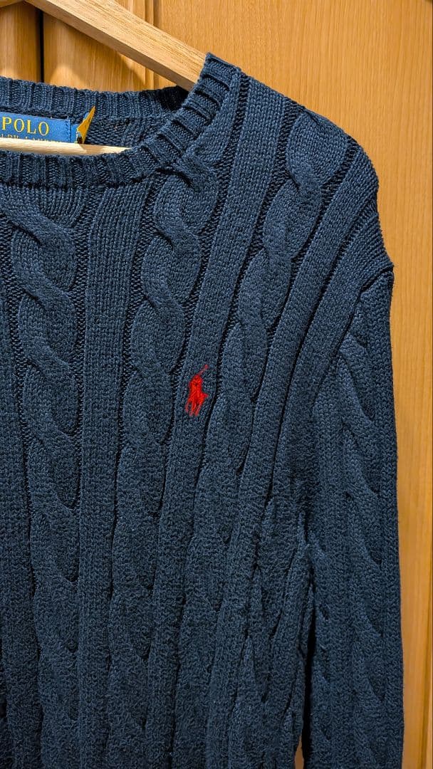 Polo Ralph Lauren ネイビー ケーブルニット XS