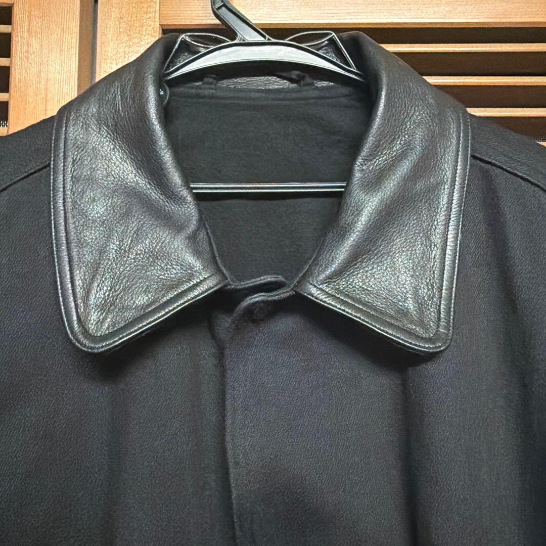 COMOLI ブラック カバーオール レザー襟　サイズ3