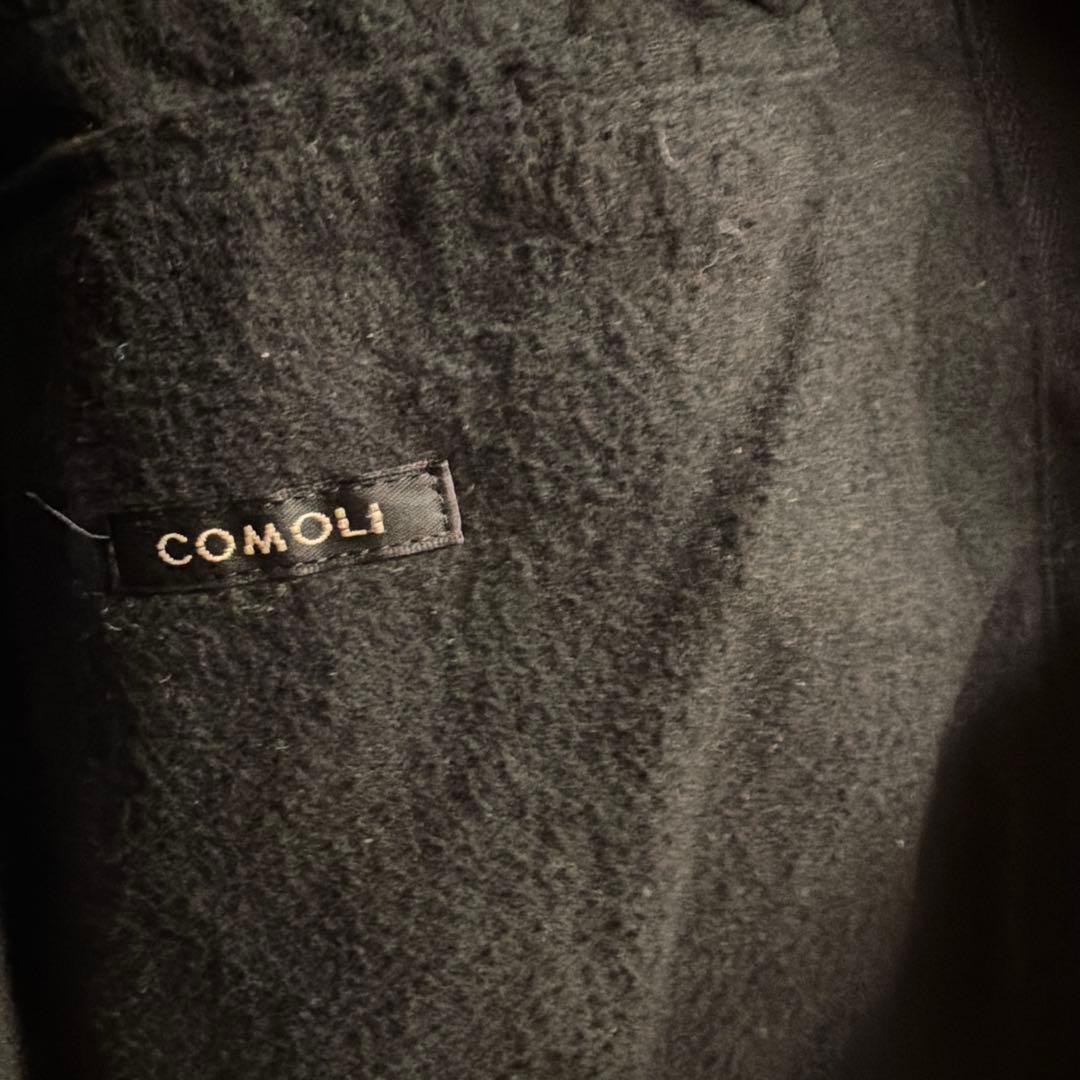 COMOLI ブラック カバーオール レザー襟　サイズ3