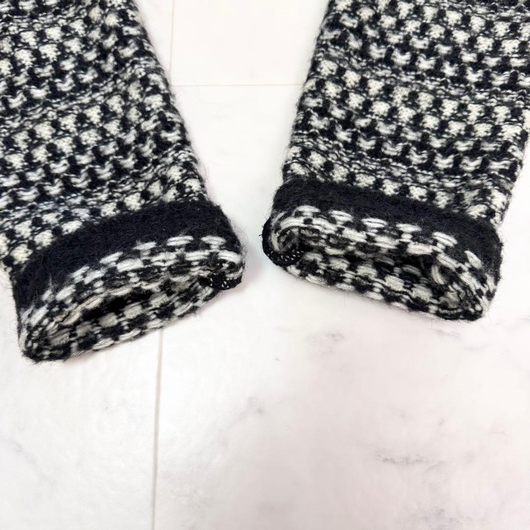 極美品　マックス&コー　ロングコート　ニットコート　総柄　黒　白　Lサイズ