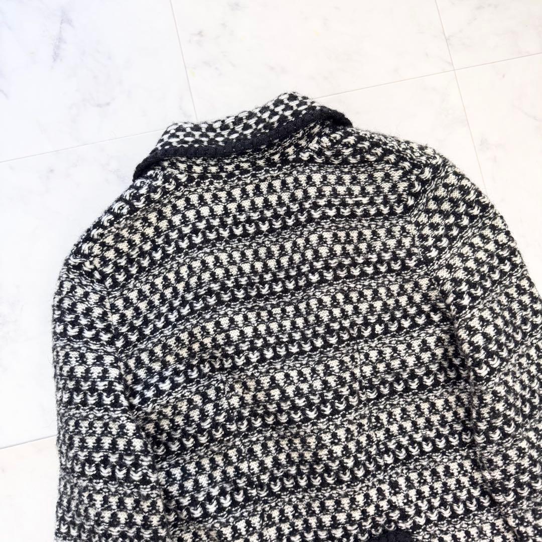 極美品　マックス&コー　ロングコート　ニットコート　総柄　黒　白　Lサイズ