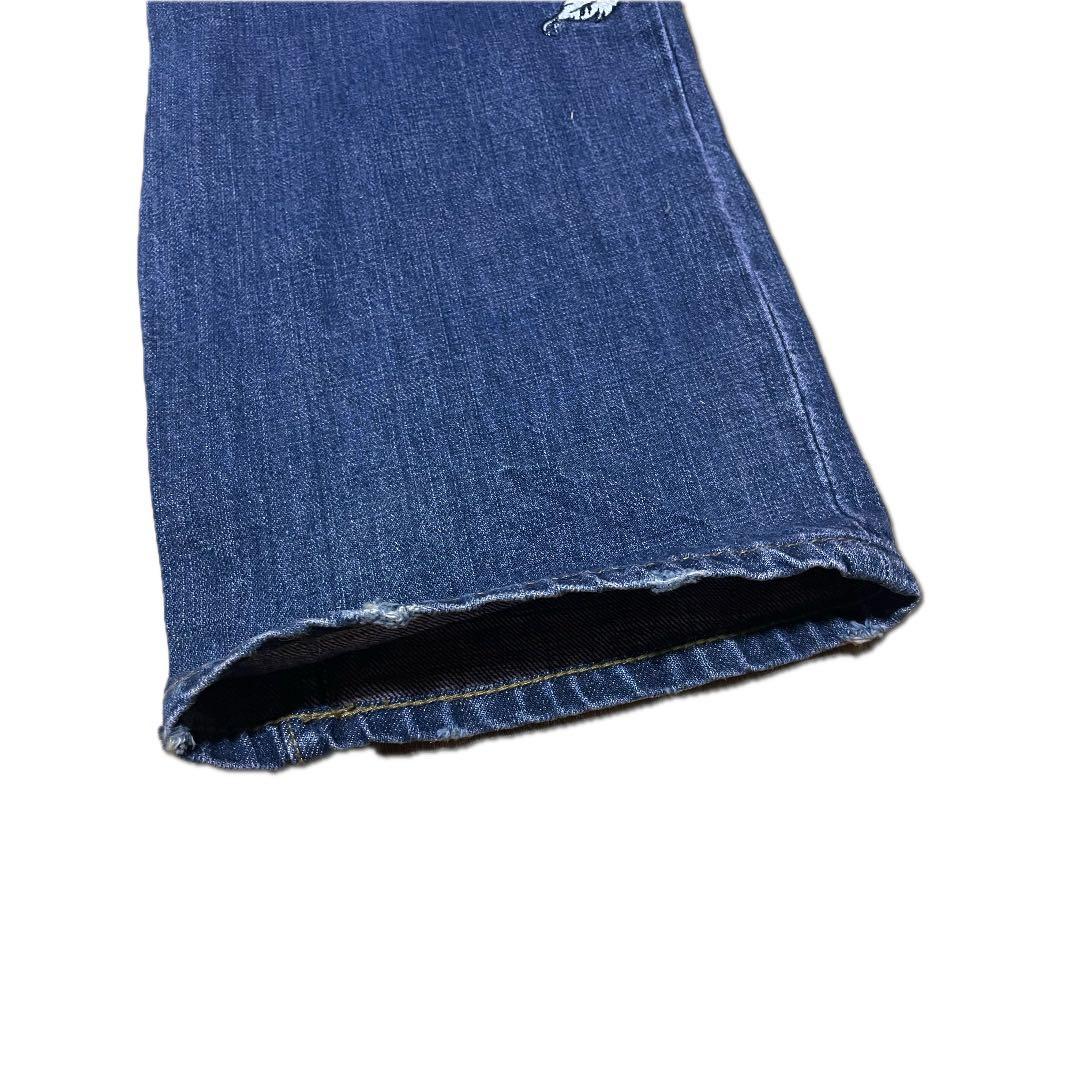 和柄　絡繰魂　鳳凰　刺繍デザイン ワイドレッグデニム　34インチ