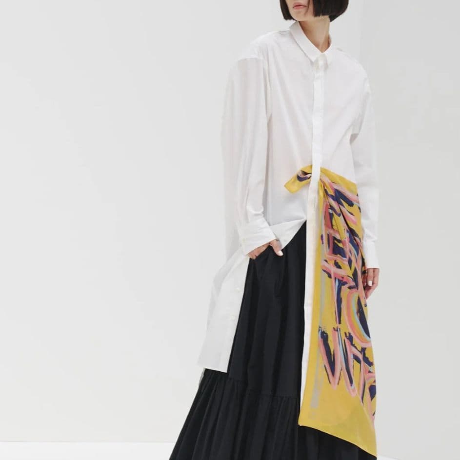 HERALBONY（ヘラルボニー）日本製 スカーフループ付き シャツワンピース