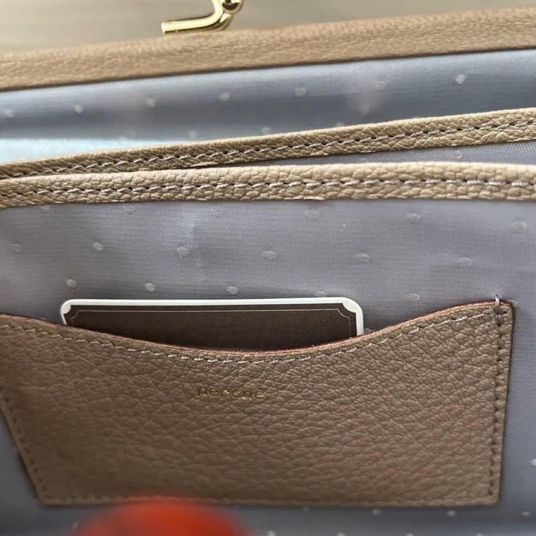 美品　perche　ペルケ水玉柄がま口　長財布　　ベージュ