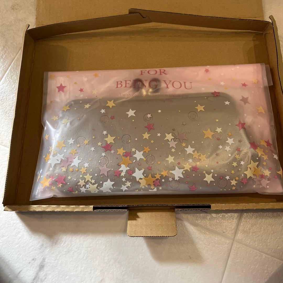 美品　perche　ペルケ水玉柄がま口　長財布　　ベージュ