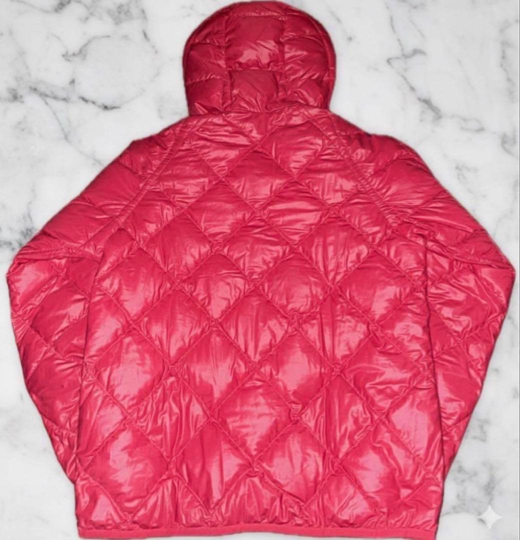 mont-bell ダウンジャケット キルティング　リバーシブル　水色/赤　光沢