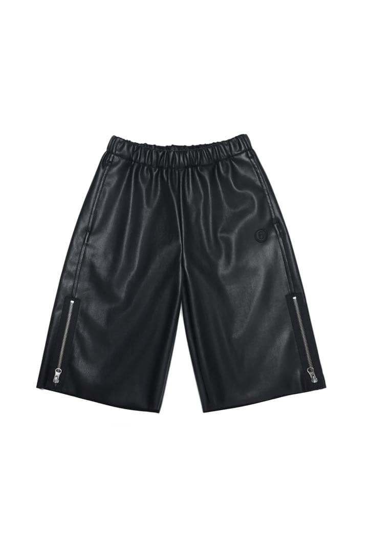 メゾン マルジェラ キッズ ジップディテール フェイクレザー ショートパンツ