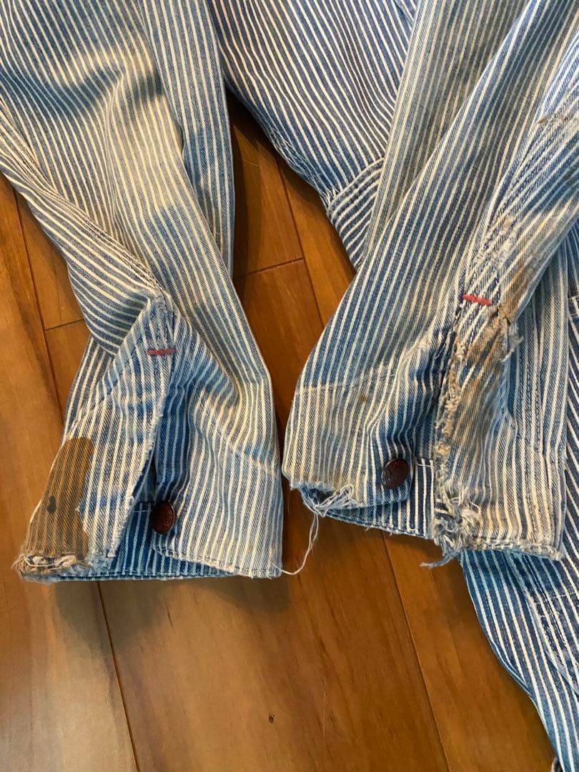 50s ビンテージ　PIONEER ヒッコリーストライプつなぎ　カバーオール