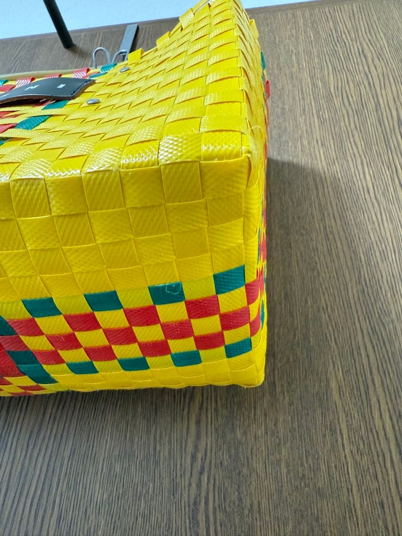 MARNI イエロー チェック柄 かごバッグ