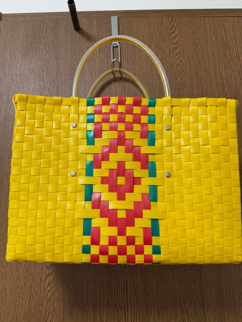 MARNI イエロー チェック柄 かごバッグ