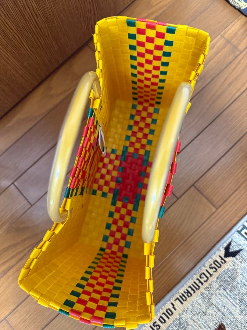 MARNI イエロー チェック柄 かごバッグ