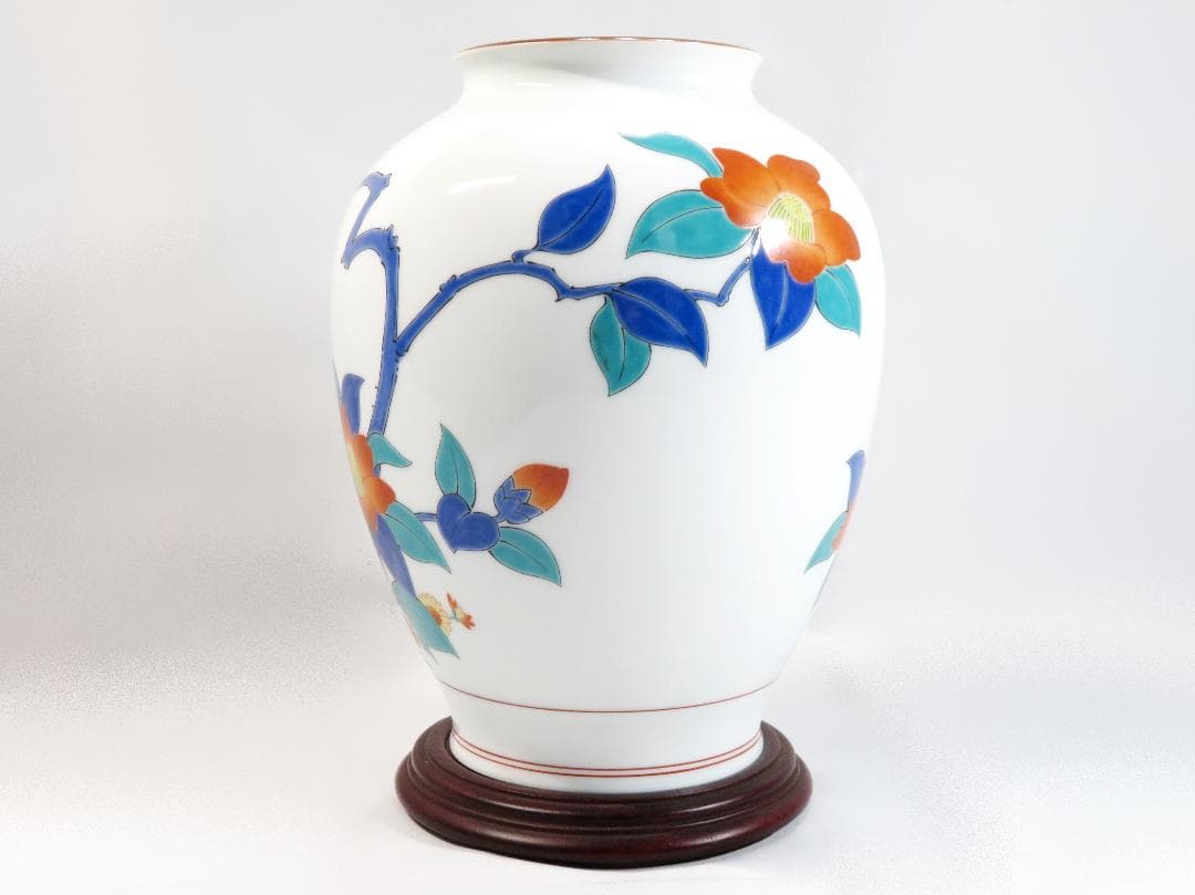 美品 ☆ 十三代酒井田柿右衛門作 花鳥図「春」の壺 昭和 ヴィンテージ