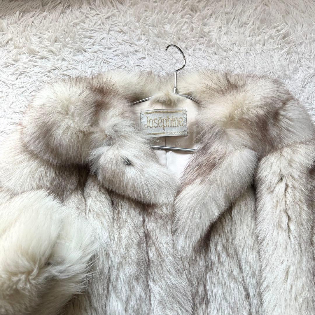 総丈70 ジョセフィーヌ ブルーフォックス リアルファーコート 本毛皮 さらさら