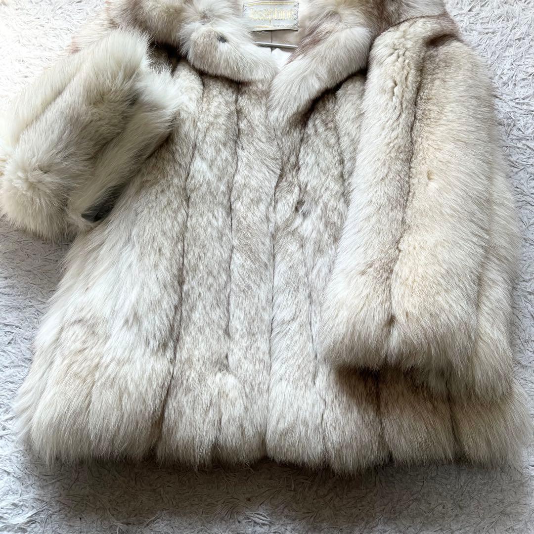 総丈70 ジョセフィーヌ ブルーフォックス リアルファーコート 本毛皮 さらさら