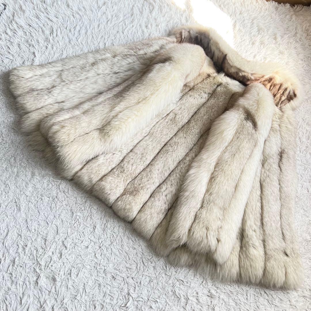 総丈70 ジョセフィーヌ ブルーフォックス リアルファーコート 本毛皮 さらさら