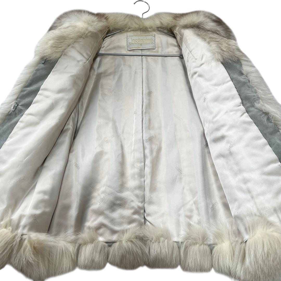 総丈70 ジョセフィーヌ ブルーフォックス リアルファーコート 本毛皮 さらさら