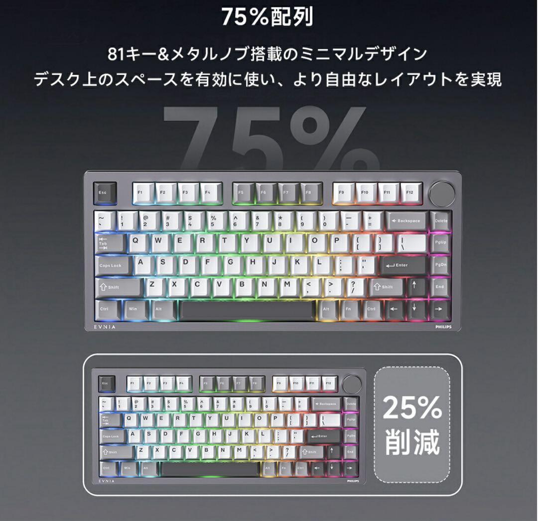 PHILIPS メカニカルキーボード ワイヤレス ゲーミングキーボード